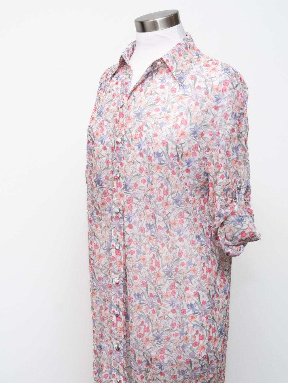 Hutch - Sheer Floral Mesh Shirtdress Cover-Up - Picture 10 of 11